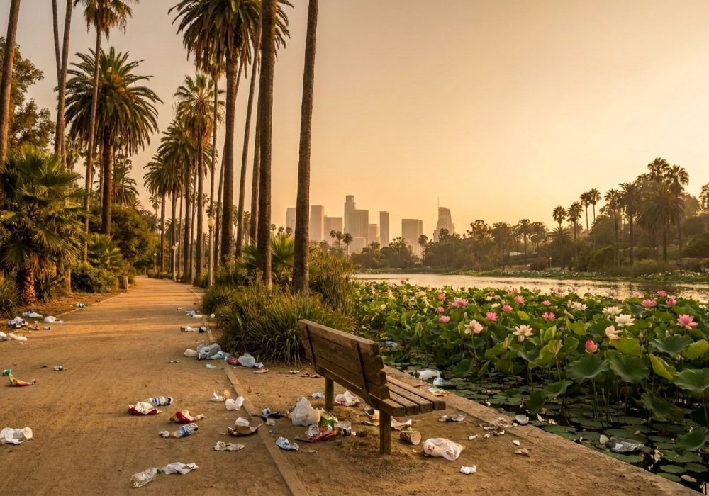 Echo Park Lake Shoreline Cleanup — before