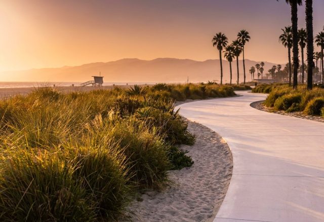 The same Venice Beach path clean and beautiful after the cleanup