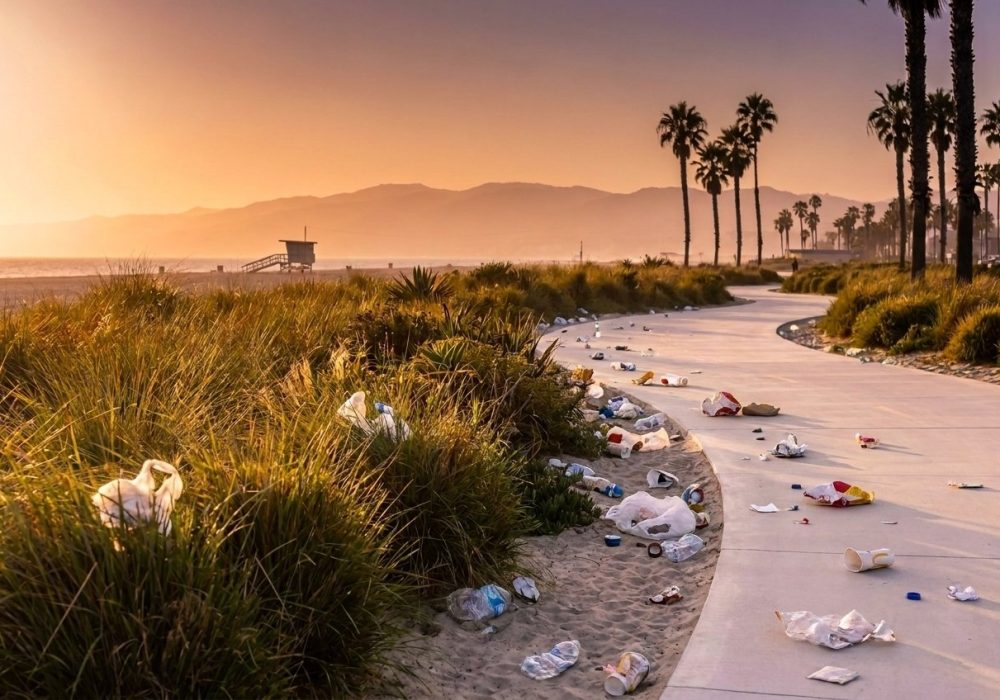 Venice Beach Bike Path Sweep — before