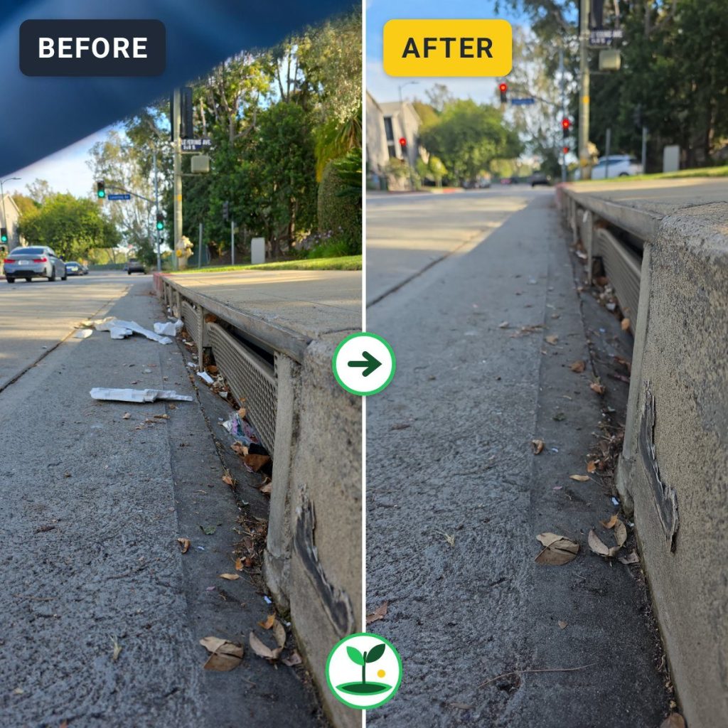 Veteran Avenue, Los Angeles Cleanup — Jul 3, 2026 (5:53 PM) — before and after comparison