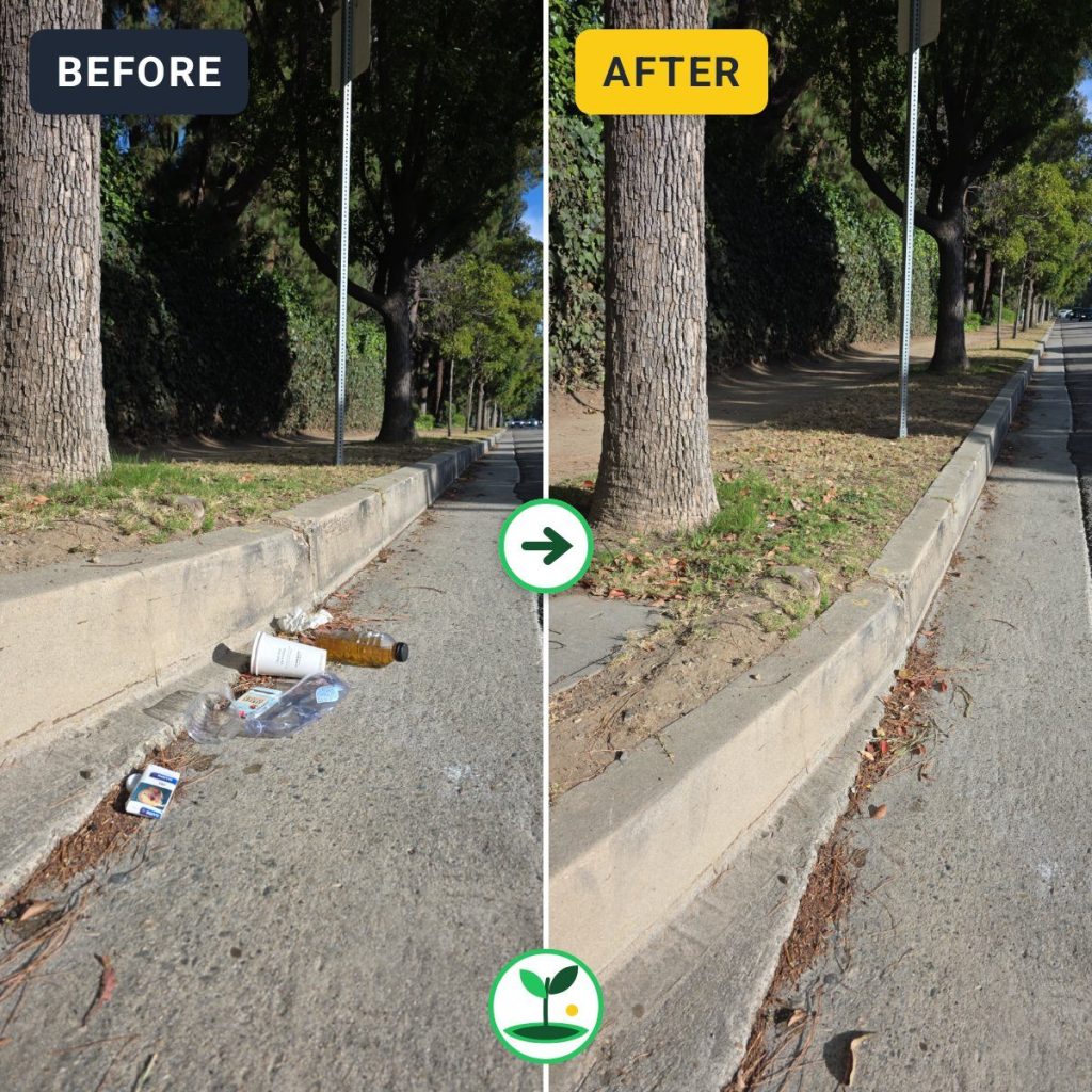Veteran Avenue, Los Angeles Cleanup — Jul 3, 2026 (6:05 PM) — before and after comparison